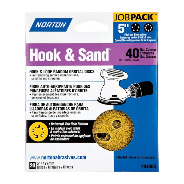 5 in Dia, 8 Hole, Aluminum Oxide, 40 Grit, Coated Type